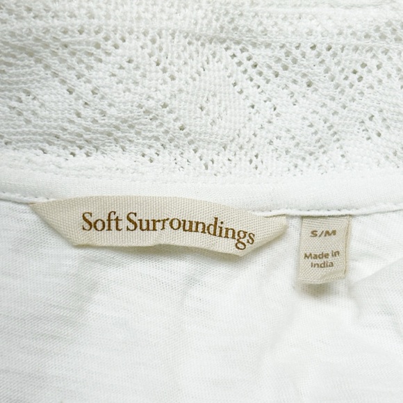Soft Surroundings White Tasseled Kaftan Crochet Lace Open Cardigan Kimono S/M - Picture 6 of 8